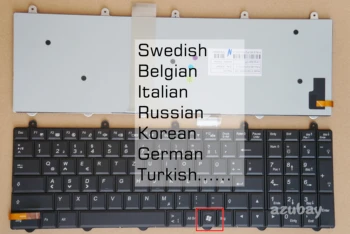 Türk Belçika İtalyan rusça klavye İçin Clevo P37XSM-A P570WM P570WM3 X17s X511 X611 X711 X811 K680S Arkadan Aydınlatmalı Win Anahtar Sağ