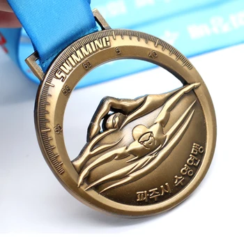 Ucuz Özel antik bronz Kaplama Madalyonlar madalyalar sıcak satış 3D Metal Yüzme Spor Madalyası