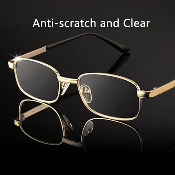 Unisex Basit Ultralight Tam Jant Presbiyopik Gözlük Anti-scratch Cam Lens okuma gözlüğü Altın / Gümüş + 100 ~ + 400