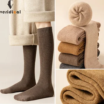 Uzun Çorap Kış Kadın Çorap Kalın Pamuk Katı Sıcak Uyluk Yüksek Sokak Moda Genç Rahat Diz Havlu Çorap Harajuku