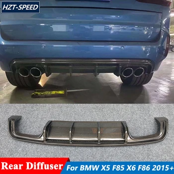 V Tarzı Karbon karbon fiber malzeme Arka tampon altı spoyler Difüzör BMW X5M F85 X6M F86 2015 Up