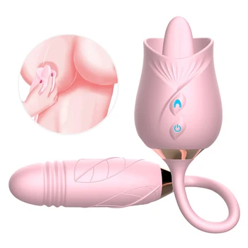 Vibratör Kadınlar için 2in1 10 Titreşim Modları G Noktası Gül ve Klitoral Vibratör Yüksek Frekanslı Klitoral Dil Yalama Oyuncak