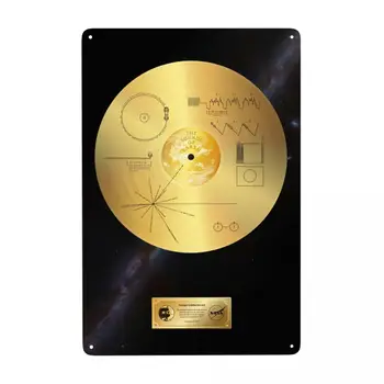 Voyager 1 Altın Disk Işareti Özel Vintage Uzay Metal Plak Ofis Mağaza Barlar Kulübü Man Cave Bar Ev Dekor