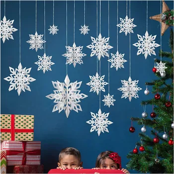 Yapay Kar Taneleri Kar kağıt çelenk Kış Dondurulmuş Parti Dekor Noel Dekorasyon için Ev Doğum Günü Navidad Ağacı Süsler