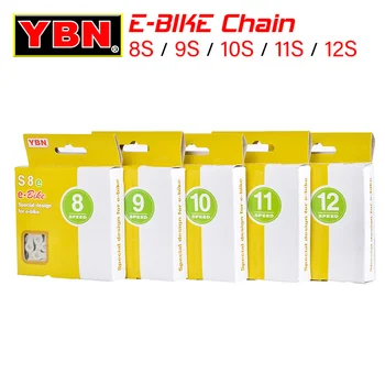 YBN E-Bisiklet Zinciri 8 9 10 11 12 Hız Elektrikli Spor Bisiklet Zincirleri 136 Linkler Anti-Pas E-Bisiklet Parçaları Sihirli Toka İle Shimano için