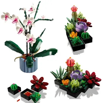Yeni 2022 Orkide Succulents çiçek buketi 10311 10309 Succulents Yapı Taşları Tuğla Şehir Romantik Arkadaşlar Oyuncaklar Kız Hediye