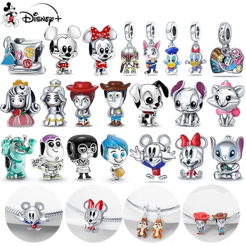 Yeni Disney 925 Ayar Gümüş Mickey Mouse Minnie Serisi Charms Hediye Boncuk DIY Orijinal Pandola Bilezik Takı Kadınlar Hediye