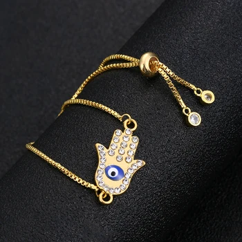 Yeni klasik Fatima el hazine mavi nazar bilezik charm moda ayarlanabilir bayanlar takı hediyeler toptan