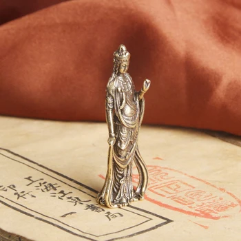Yeni Koleksiyon Çin Pirinç Oyma Kwan-yin Guan Yin Buda Zarif Küçük Heykelleri Ev Dekorasyon Ivır Zıvır