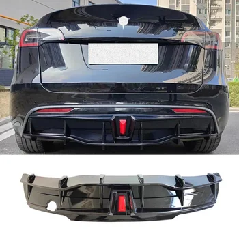 YENİ Tesla Modeli Y Arka Dudak Difüzör Spoiler Tampon Tamir Aksesuarları Splitter ABS Malzeme Siyah Gövde Kiti 2021 2022 Yıl