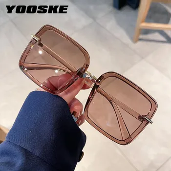 YOOSKE Overszied Kare Güneş Gözlüğü Kadınlar için 2022 Vintage Marka Tasarımcısı Büyük Çerçeve UV400 Moda Kare Degrade Gözlük