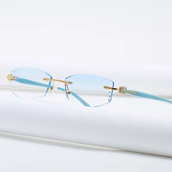 ZİROSAT 58062 Alaşım Tonu Lensler Miyopi Gözlük okuma gözlüğü elmas kesim Çerçevesiz Titanyum Gözlük Çerçeve Kadınlar için