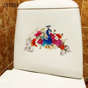 ZTTZDY 24.2×15.2 CM Klasik Muhteşem Tavuskuşu Çiçek Küme duvar Çıkartmaları Duvar Tuvalet WC Çıkartmaları T2-1516