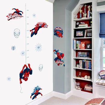 Örümcek Adam yükseklik cetvel Duvar Sticker Yaratıcı Baskılı Süper Kahraman Örümcek Adam Vinil Duvar Çıkartması Çocuk Odası Yatak Odası Ev duvar süsü