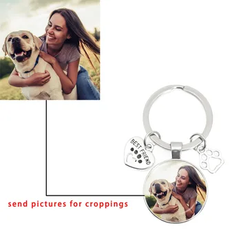 Özel DIY Köpek fotoğraflı anahtarlık Seviyorum Köpek Cam Kristal Kolye Mini Kalp Anahtarlık Araba Anahtarı Erkek ve Kadın Favori Hediye Hatıra