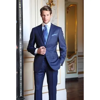 Özel Yapılmış Kraliyet Mavi Damat Smokin Düzenli (Ceket + Pantolon) Özel 2023 Düğün Resmi Erkek Takım Elbise Damat Balo takım elbise
