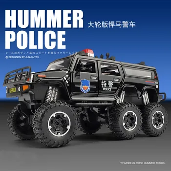 1/32 Simülasyon Hummer H2 Polis Alaşım Araba Modeli Diecasts Metal Oyuncak Off-road Araçlar Geri Çekin Araba Koleksiyonu Çocuk Oyuncak Hediye