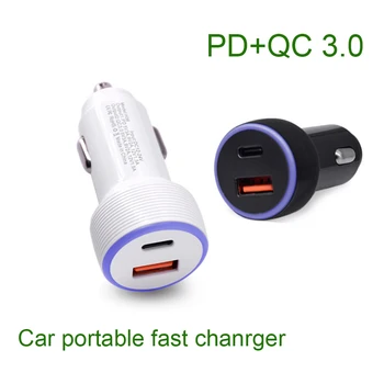 1 ADET C Tipi Araç Şarj Cihazı USB C Adaptörü Araç Hızlı Şarj Çok Voltajlı QC 3.0 Hızlı Şarj PD akıllı şarj cihazı Gece Lambası İle