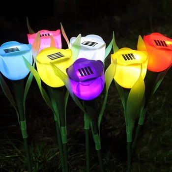 1 Adet Güneş LED su geçirmez açık alan aydınlatması Renkli güneş Çiçek lale ampul Ev Bahçe Yard Çim Peyzaj Gece Lambası