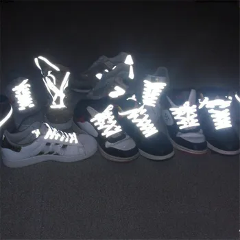 1 Çift 120cm Düz Yansıtıcı Koşucu Ayakkabı Bağcıkları Güvenlik İşıltılı Parlayan Ayakabı Unisex Spor Basketbol kanvas ayakkabılar