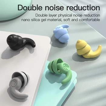 1 Çift Anti-Gürültü Kulak Tıkacı Ses Yalıtımı kulak koruyucu Kulaklıklar Uyku Fişleri Su Geçirmez Silikon Yüzmek Kulaklıklar Yumuşak