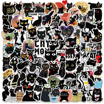10/30/50/100 adet Sevimli Karikatür Yaratıcı Siyah Kedi Etiketler Çıkartması Dizüstü Gitar Kaykay Karalama Defteri Telefon Graffiti Sticker Çocuk Oyuncak
