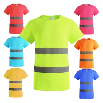 10 Renkler Emniyet T Gömlek Yansıtıcı Yüksek Görünürlük Gömlek Kısa Kollu Çok boyutları Nefes Yol Inşaat Giysisi Gömlek