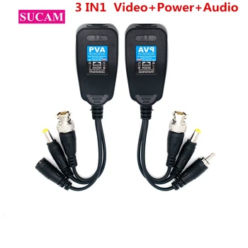 10 Çift / grup 8MP Video Ses Pasif Balun RJ45 CCTV Alıcı Verici DC güç kaynağı Yüksek Çözünürlüklü 5MP 8MP CVI / TVI / AHD Kameralar