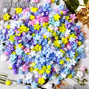 100 Adet 3D Kawaii Çiçekler Nail Art Charms Rhinestones Şeker Renk Çiçekler Nail Art Süslemeleri DIY Manikür Süsler Tırnak Kaynağı