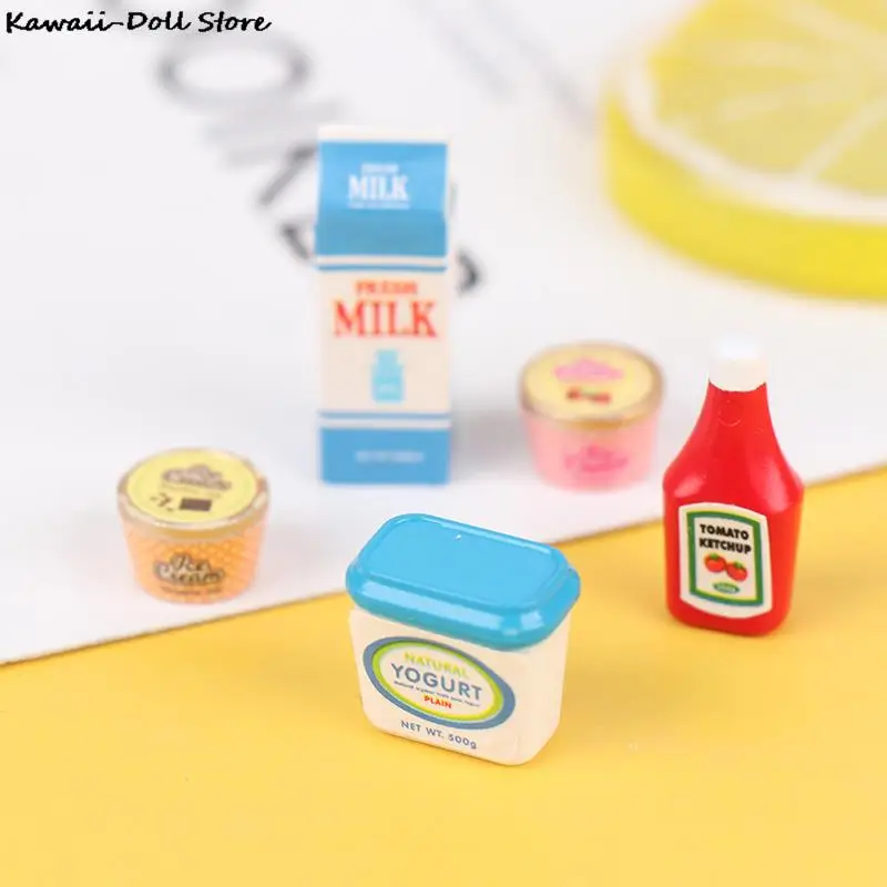 5 Adet / takım 1: 12 Evcilik Minyatür Gıda Mini Domates Sosu Buzlu Yoğurt Bebek Mutfak Oyuncak Görüntü 4