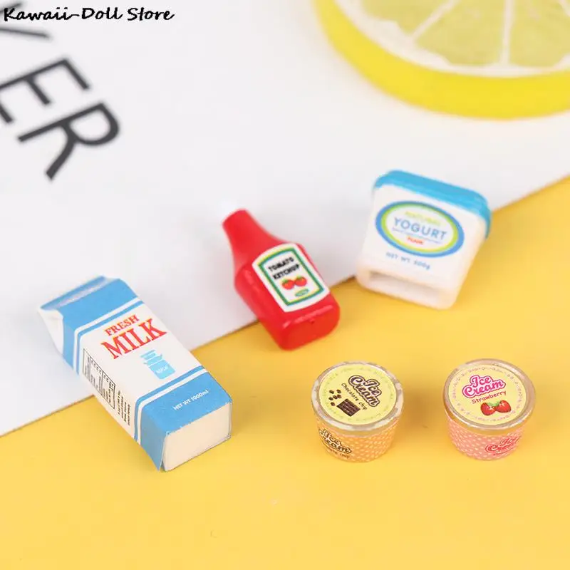 5 Adet / takım 1: 12 Evcilik Minyatür Gıda Mini Domates Sosu Buzlu Yoğurt Bebek Mutfak Oyuncak Görüntü 5