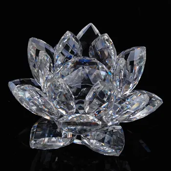120mm Renkli Kuvars Kristal Cam Lotus Feng shui Kristalleri Taş Ev Düğün Dekorasyon Hediyelik Eşya Figürler ve Minyatürleri