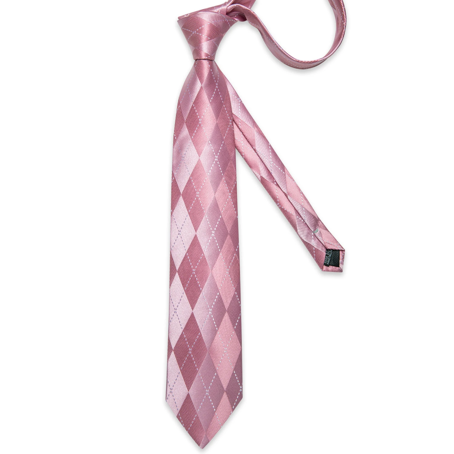Lüks Tasarımcı Pembe Ekose ipek kravatlar Erkekler İçin 8cm İş Düğün Boyun Kravat Mendil Kol Düğmeleri Seti Hediye Erkekler İçin Toptan Görüntü 4