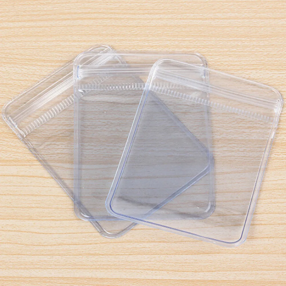 100X Zarflar Mühür plastik poşetler Şeffaf PVC Plastik Bozuk para Çantası Durumda Cüzdan hediye paketi paketi Görüntü 0