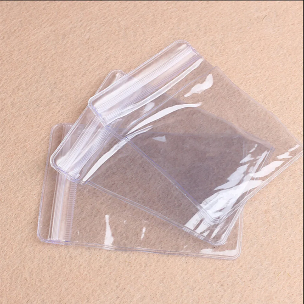 100X Zarflar Mühür plastik poşetler Şeffaf PVC Plastik Bozuk para Çantası Durumda Cüzdan hediye paketi paketi Görüntü 4