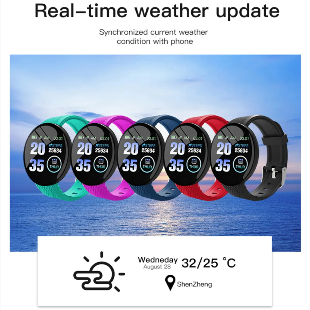 D18S akıllı saat Erkekler Kan Basıncı Su Geçirmez Smartwatch Kadınlar nabız monitörü Spor İzci İzle Spor Android IOS İçin Görüntü 1