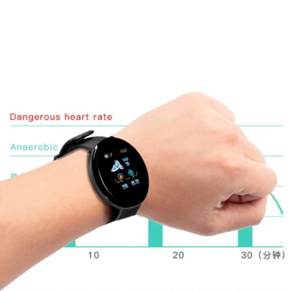 D18S akıllı saat Erkekler Kan Basıncı Su Geçirmez Smartwatch Kadınlar nabız monitörü Spor İzci İzle Spor Android IOS İçin Görüntü 5
