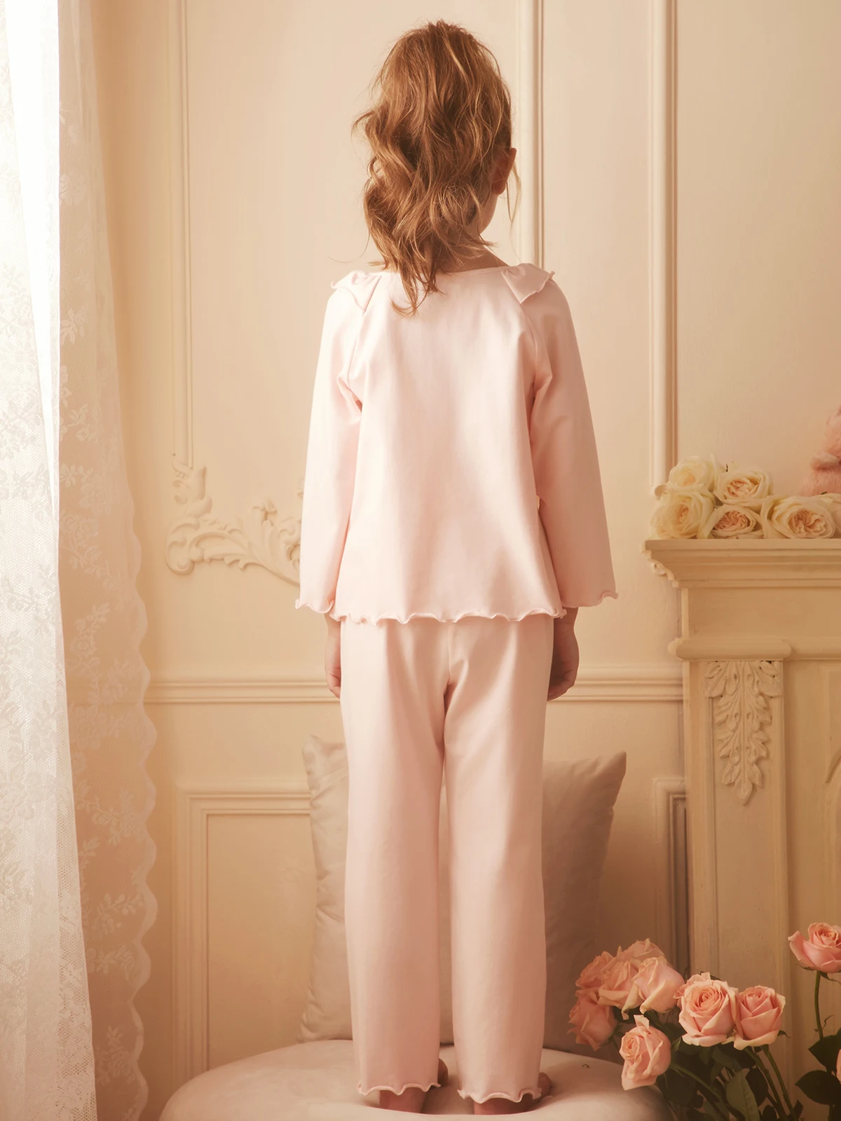 2022 Yeni Prenses Çocuk Kız Pijama setleri pamuklu uzun kollu tişört Sevimli Gömlek Üstleri Pantolon Toddler Bebek Kız Sonbahar Uyku Giysileri Görüntü 5
