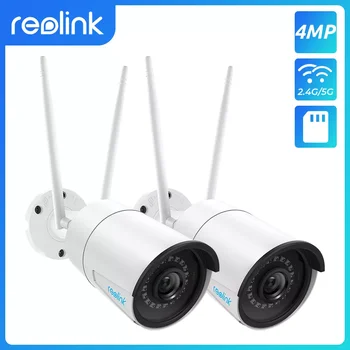 [2 Paket] Reolink 2.4 G / 5GHz wifi kamera 4MP Onvif kızılötesi gece görüş IP66 su geçirmez açık kapalı gözetim RLC-410W
