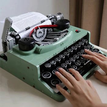 2079 ADET Retro Daktilo Yapı Taşları Tuğla Markalama Makinesi Klavye 66886 Çocuk Yazma Makinesi Hediye Oyuncak Uyumlu 21327