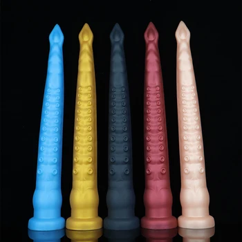 22in Süper Uzun anal yapay penis kadın mastürbasyon seksi oyuncaklar silikon hayvan yapay penis Butt plug kuyruk G-spot stimülasyon Yok titreşim
