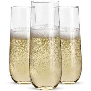 24 Sapsız Plastik şampanya flüt kadehler - 9 Oz Plastik şampanya bardakları Temizle Kırılmaz Kızartma Gözlük Tek Kullanımlık Düğün İçin