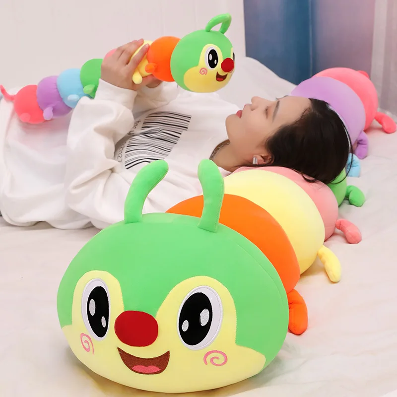 120 cm Renkli Tırtıl Büyük Oyuncaklar peluş oyuncak Bebek PP Pamuk Yumuşak Tırtıl Bebek uyku yastığı Oyuncaklar Çocuk Yetişkin Hediyeler için Görüntü 3