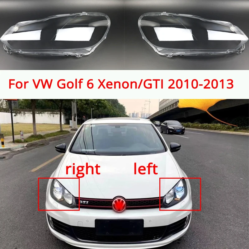 Araba lens kapağı Şeffaf Abajur Şeffaf Far Lambası Sol / Sağ VW Golf 6 İçin Xenon / GTI 2010 2011 2012 2013 Araba Aksesuarları Görüntü 0