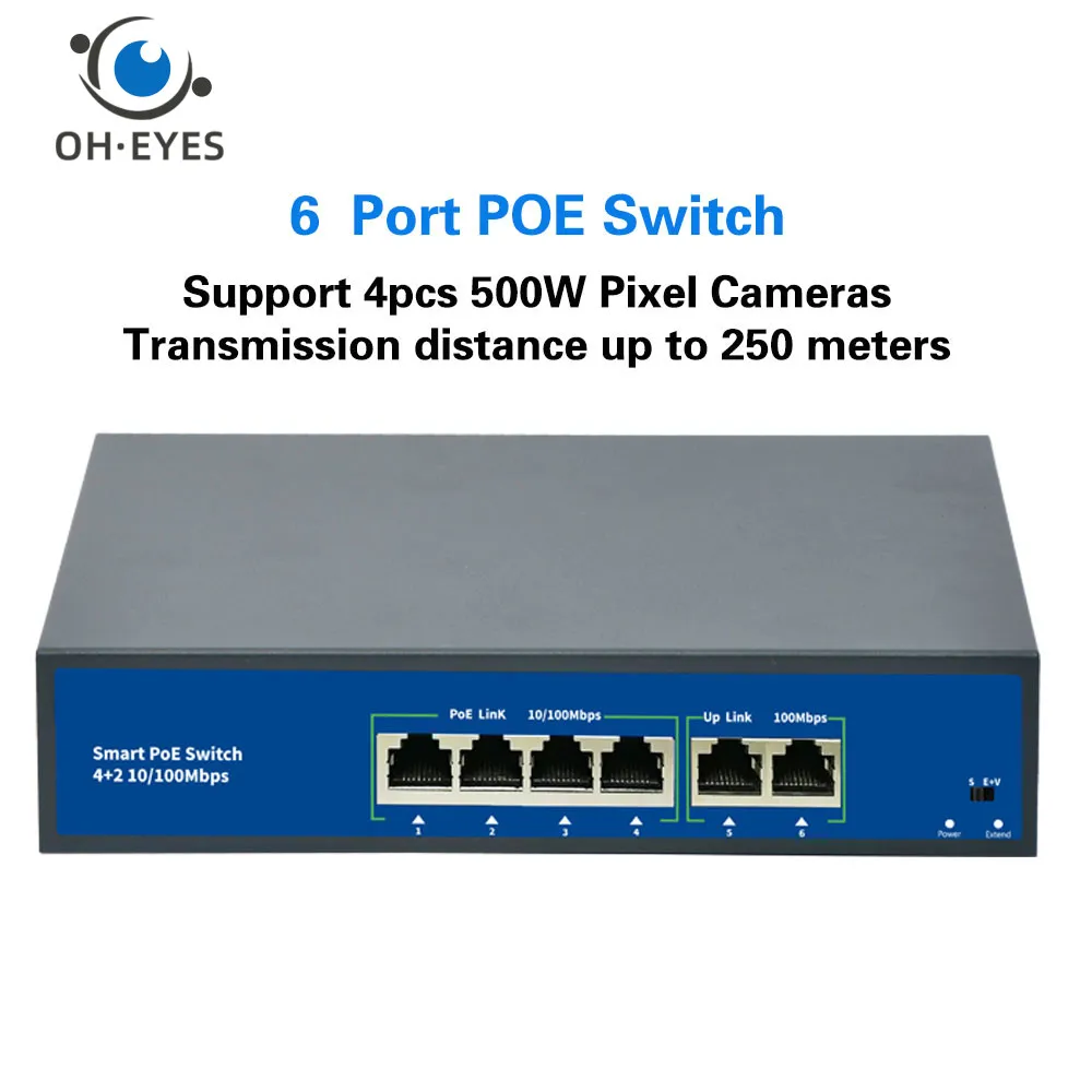 48V POE Anahtarı 100Mbps Ethernet Ağ Anahtarı 4 Port PoE Switcher Standart RJ45 Enjektör IP Kamera / kablosuz erişim noktası / CCTV Görüntü 0