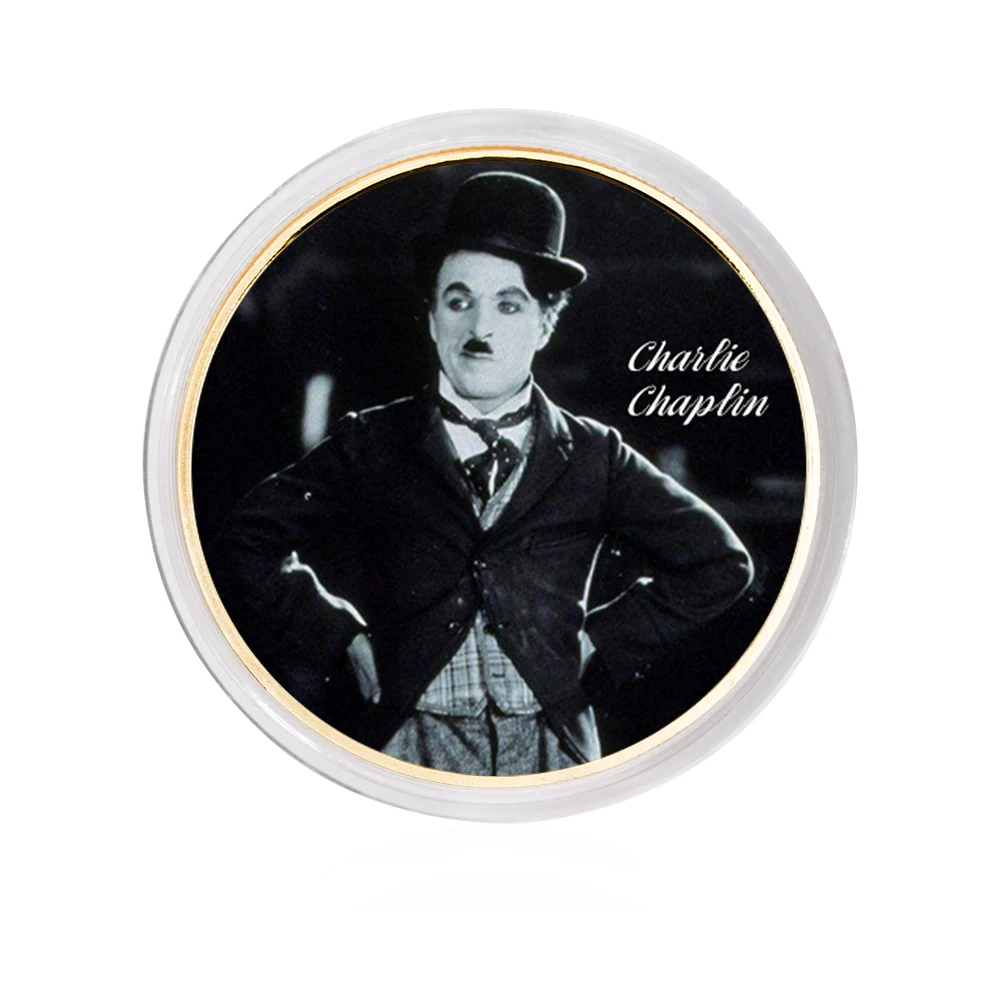 Charlie Chaplin Altın Kaplama Sanat Süsleme Mücadelesi Coin Mücadelesi Coin 2021 Tatil Hediye Sanat Zanaat Hediye Görüntü 3