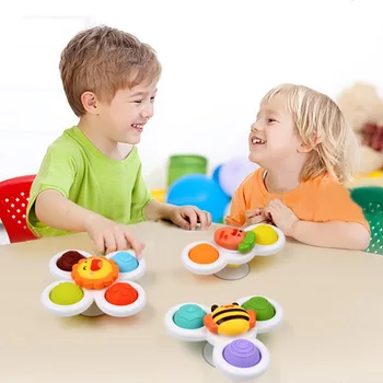 3 adet Karikatür Böcek Fidget Spinner Bebek Çıngırak Oyuncaklar ABS Renkli Gyro Oyuncak Kabartma Stres Parmak Oyuncaklar Çocuk Yetişkinler İçin hediyeler