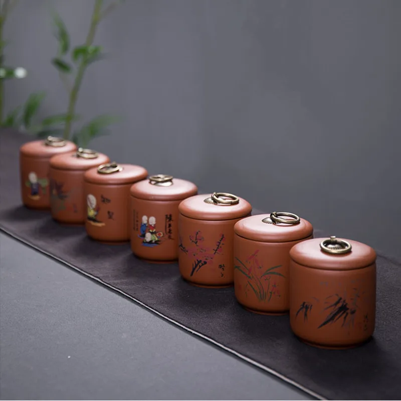 Mini Mor Kil çay kutuları Kapaklı Çeşitli Renkler şeker kavanozu Kahve Mühürlü Pot Kuru meyve paketi Tankı Baharat saklama kavanozları Görüntü 2