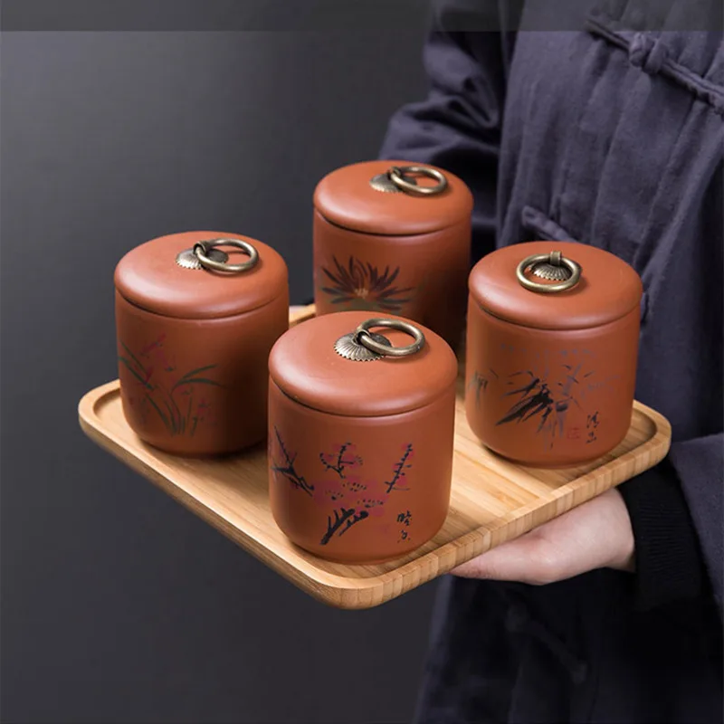 Mini Mor Kil çay kutuları Kapaklı Çeşitli Renkler şeker kavanozu Kahve Mühürlü Pot Kuru meyve paketi Tankı Baharat saklama kavanozları Görüntü 3