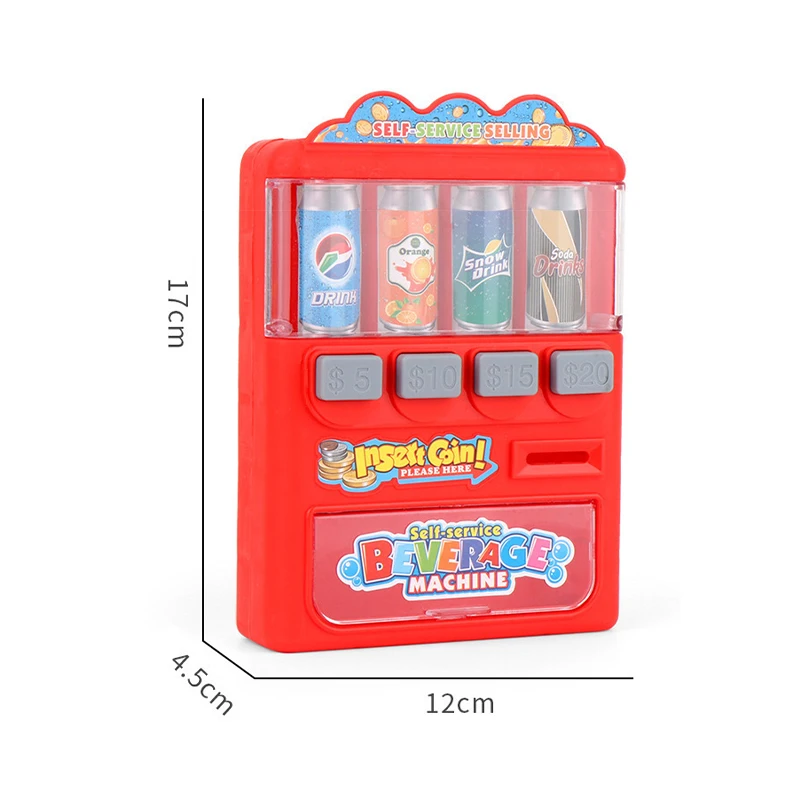 Mini İçecek otomatı Çocuk Oyna Pretend Kendinden otomat Oyuncak Simülasyon Paraları İçecek Teneke Kutular doğum günü hediyesi Çocuk Favor Görüntü 3